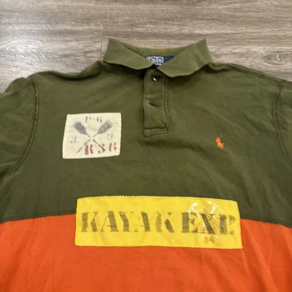 Vintage Mens Polo Ralph Lauren RL Guide Class C1 Kayak Exp Polo Shirt Size Large - Picture 2 of 7